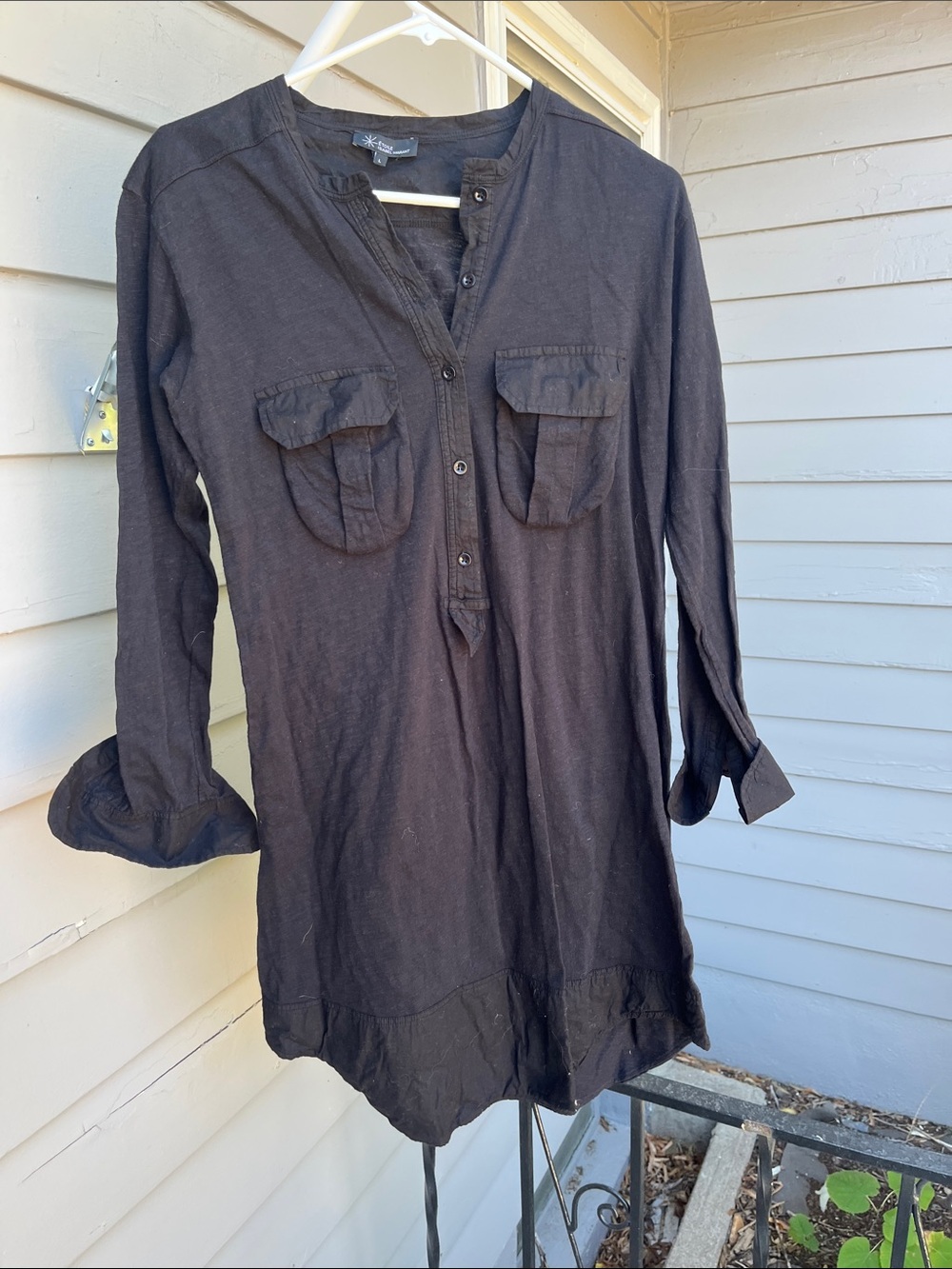 Isabel Marant Black Long-Sleeve Henley Tunic Dress